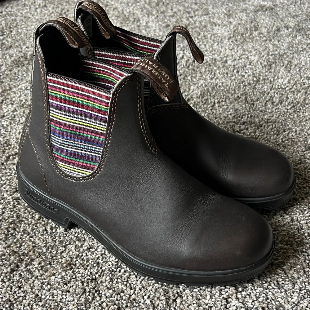 Blundstone Brown Ankle Boots with Multicolor Stripes - Picture 5 of 8